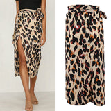 GREATNFB Cross-Border   Leopard Print Women's Clothing European and American Sexy Wild Leopard High Waist Slit Skirt Split Skirt