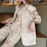 Spring clothes are matched with a complete set of cold wind, high-end sense, light luxury, apricot hollow lace suit, vest three-piece suit for women