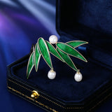 2025 Guochao retro Chinese style cheongsam Hanfu accessories high-end freshwater pearl oil dripping bamboo peace bamboo leaf brooch