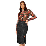 GREATNFB INS 2025  women's clothing  skirt  summer models, slim split sequined skirt women's wholesale