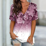 GREATNFB  New  Cross Border  Flower 3D Digital Printing Multi-Color Bottoming Shirt Short Sleeve Collar T-shirt Custom