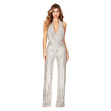 women's clothing INS style new halter jumpsuit   neck sequined 2025 jumpsuit women