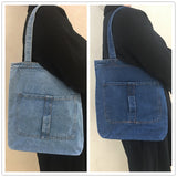 New Denim One-Shoulder Canvas Bag Ins Large Shopping Bag Mother Bag Artistic College Students Schoolbag Tuition Bag