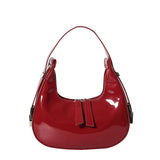 New Portable Red Bag Women's High-Grade Summer Versatile Underarm Bag Niche Glossy Pu Shoulder Bag Women