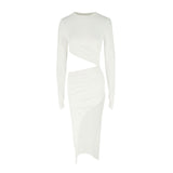 GREATNFB 2025 AC415 Popular trade  ins autumn explosion sexy babes fake two slim-fit hollow high-waisted slit dress