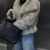 2025 Spot imitation fur fur jacket short high-end temperament loose warm fashion Popular style winter ladies