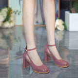 greatnfb Vintage Mary Jane Shoes Female Square Toe  New Japanese Style Students JK Uniform Small Leather Shoes Fashion High Heels Chunky Heel