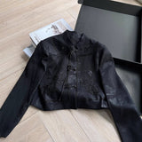 2025 Spot popular autumn new heavy industry embroidery bead buckle short coat women