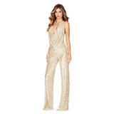 women's clothing INS style new halter jumpsuit   neck sequined 2025 jumpsuit women