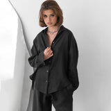 GREATNFB 2025 popular autumn warm black long-sleeved trousers two-piece set  New simple casual outer wear women's loungewear