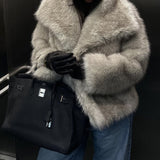 2025 Spot imitation fur fur jacket short high-end temperament loose warm fashion Popular style winter ladies
