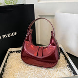 New Portable Red Bag Women's High-Grade Summer Versatile Underarm Bag Niche Glossy Pu Shoulder Bag Women