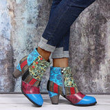 GREATNFB Retro Cross-Border  New Winter Classic Fashion Hand Stitching Jacquard Techniques Fashion Women's Short Boots Wholesale