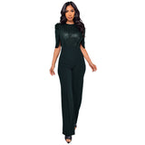 Popular trade casual women's clothing crew neck waist jumpsuit  Wish high waist sequined jumpsuit wholesale