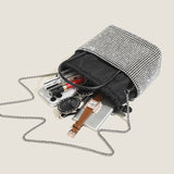 2025 Korean version drawstring bundle bucket bag portable rhinestone vegetable basket bag female niche casual diamond-encrusted shoulder messenger bag female