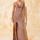 GREATNFB 2025  beach skirt halter strap split dress stacked collar evening dress long dress