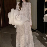 Xiaoxiangfeng lace top, skirt 2025 early spring new high-end two-piece set
