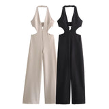 greatnfb Foreign Trade Wholesale  Spring New Women's Clothing Sexy Slimming Hanging Collar Backless Long Overalls