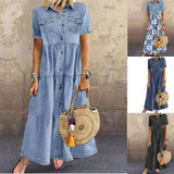 GREATNFB Cross-Border European and American AliExpress Outon Independent Station Denim Style Long Multi-Buckle Distressed Dress