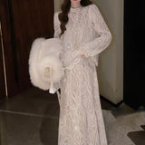 Xiaoxiangfeng lace top, skirt 2025 early spring new high-end two-piece set