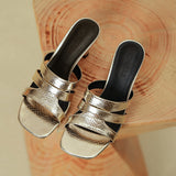 Fashion High Heel Slippers Women's Summer Outdoor Wear  New Style Silver Stiletto Heel Slippers Square Toe Fashion Sandals