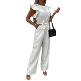 greatnfb Summer HOT and NEW Cross Border Foreign Trade  Jumpsuit Women's Casual Pants Ruffled Lace-up Jumpsuit