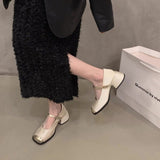 greatnfb Mary Jane  Style Classic Style High Heels  Autumn and Winter New Preppy Style Evening Wind Pumps Stylish Leather Shoes