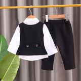 GREATNFB New Fashion Children's Clothing Korean Style Spring and Autumn Korean Style Boys' Baby Clothes Infants' Vest Three-Piece Suit Trendy Hair Generation