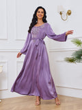 MT027  Popular trade New Dubai Muslim clothing robe, bead new pattern high-end long dress
