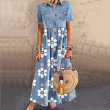 GREATNFB Cross-Border European and American AliExpress Outon Independent Station Denim Style Long Multi-Buckle Distressed Dress