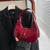 New Portable Red Bag Women's High-Grade Summer Versatile Underarm Bag Niche Glossy Pu Shoulder Bag Women