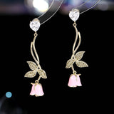 2025 S925 silver needle sweet super fairy temperament earrings trendy fresh fairy style niche design sense vine rose earrings