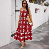 2024 Spring/Summer New Floral Print Oblique Shoulder Strap Dress Dlq0207119