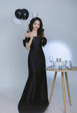 2025 New studio theme clothing  shoulder girl dress photography travel photography Mori series photo black dress