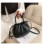 GREATNFB Advanced Texture Small Bag Women's New Niche Messenger Bag Popular Women's Portable Pleated Bucket Bag  Spring