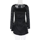 GREATNFB 2025 AC576  New women's clothing popular autumn new sexy low-cut high-waisted lace splicing dress wholesale