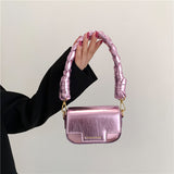 GREATNFB 2025 New new laser small square bag fashionable woven handbag premium chain lipstick messenger bag bag