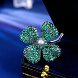 2025 New high-end multi-purpose cardigan fixed clothes pin silk scarf buckle women's blazer green clover brooch