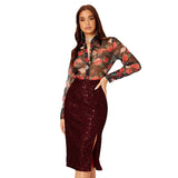 GREATNFB INS 2025  women's clothing  skirt  summer models, slim split sequined skirt women's wholesale