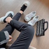 McQueen Canvas Platform White Shoes Spring/Summer New Korean Style Versatile Muffin Sports Height Increasing Leisure Women's Dad Shoes