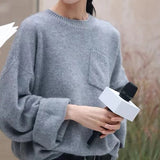 2025 Liu Wen has the same popular new irregular pocket knitted pullover sweater loose Popular style top niche bottoming shirt
