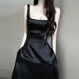 2025 Engagement birthday party dress dress high-end light luxury niche Hepburn style long black suspender dress women