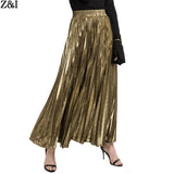 GREATNFB 2020 Spring and Summer New Pleated Skirt Long Skirt Wholesale European and American plus Size High Waist Big Swing Golden Beach Skirt for Women