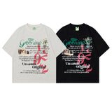 2025 T1052 2025n Street Tide 2025 Summer Couple Magazine Elements Creative Fun Design Men's Loose Short Sleeve T-Shirt