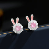 2025 Niche design, high-end sense, natal year ring, earrings, jewelry set, sweet and fresh temperament, rotating rabbit stud earrings.