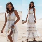 GREATNFB Summer Elegant Bohemian Dress Cross-Border Independent Station Best Selling Women's Clothes Lace Stitching Big Swing Dress