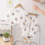 GREATNFB Children's  New Gauze Double-Layer Pajamas Breathable Thin Suit Long-Sleeved Air Conditioning Room Clothing Boys' Baby Homewear