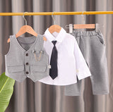 GREATNFB New Fashion Children's Clothing Korean Style Spring and Autumn Korean Style Boys' Baby Clothes Infants' Vest Three-Piece Suit Trendy Hair Generation