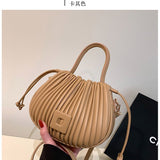 GREATNFB Advanced Texture Small Bag Women's New Niche Messenger Bag Popular Women's Portable Pleated Bucket Bag  Spring