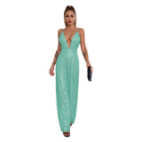 2025 jumpsuits summer women's clothing, deep v backless sequined jumpsuit  sleeveless suspender jumpsuit wholesale